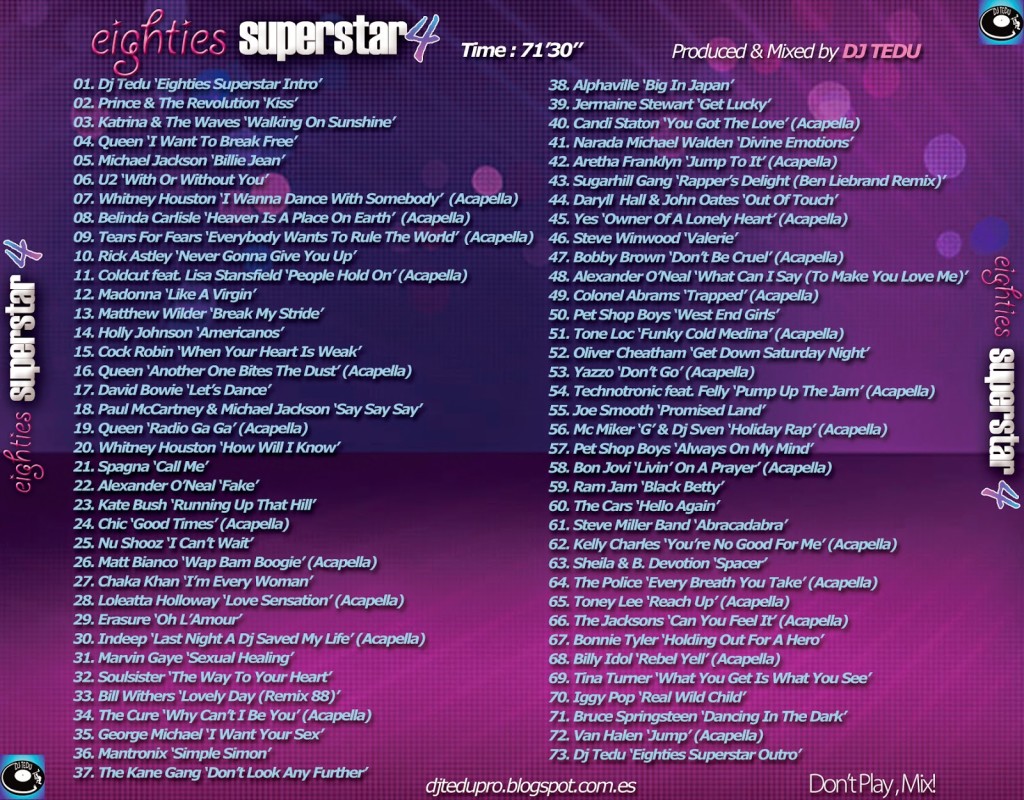 Tracklist del Eighties Superstar 4